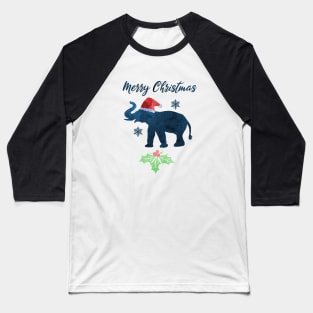 Christmas Elephant Art Baseball T-Shirt